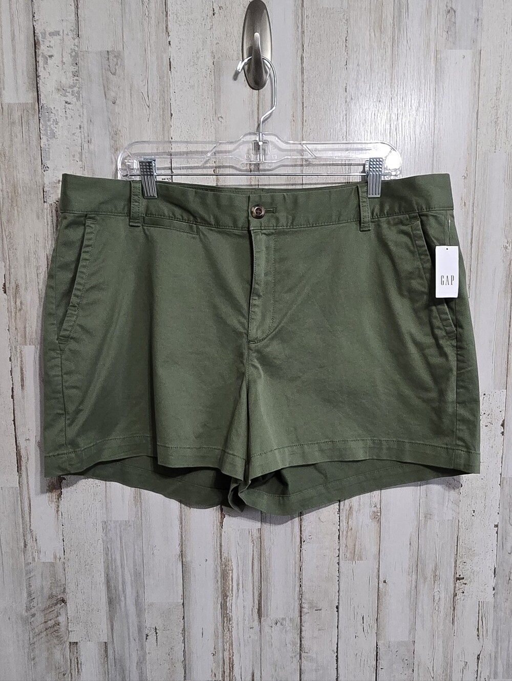 GAP Olive Army Green 3" Khaki Flat Front Chino Shorts Plus Size 18